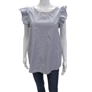 Kate McHale Jensen Women Striped Round Neck Sleeveless Blouse Blue Size M
